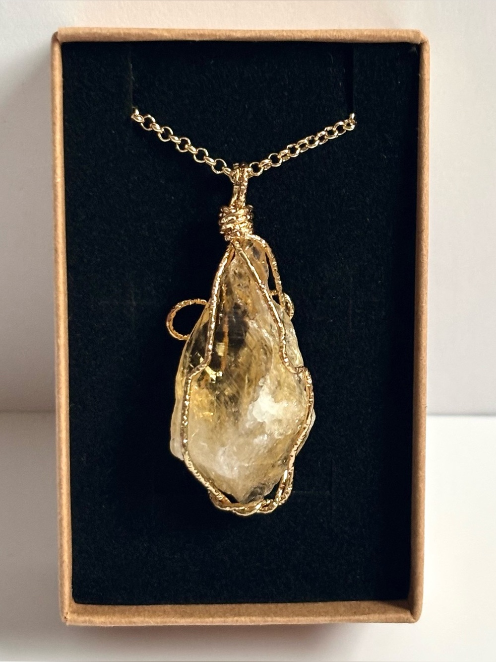 Wire wrapped citrine pendant